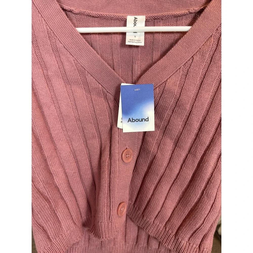 NWT Abound Cropped Button Cardigan Sweater Pink Womens Size Small